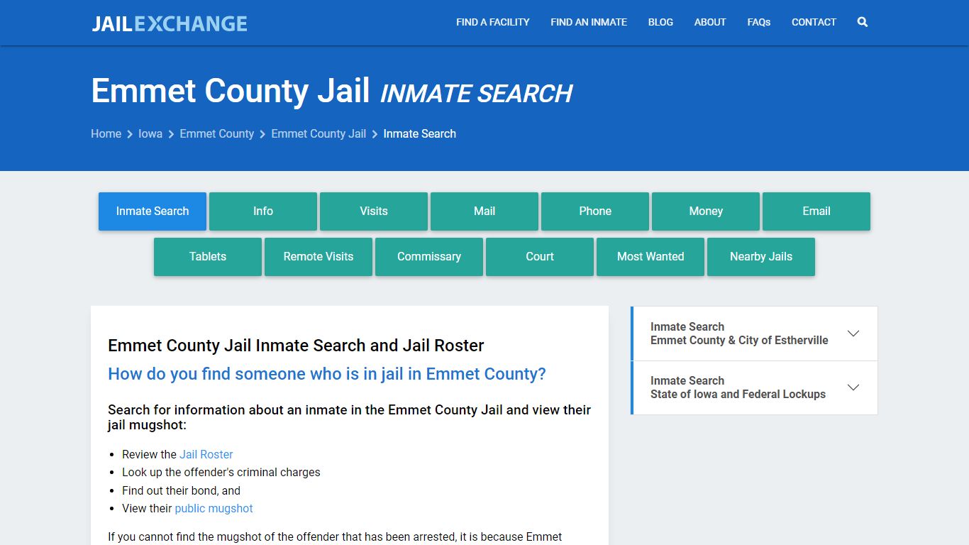 Inmate Search: Roster & Mugshots - Emmet County Jail, IA